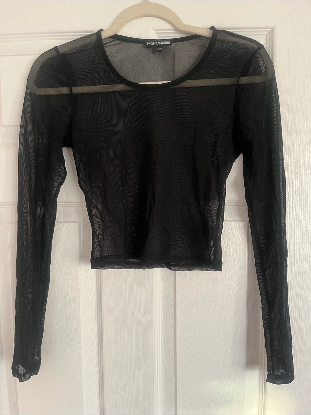 Fashion Nova Black Sheer Long Sleeve Mesh Top